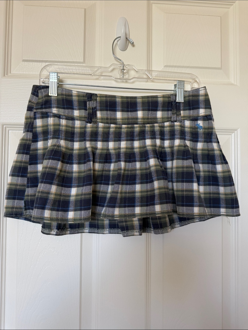 Abercrombie & Fitch Plaid Pleated Mini Skirt - Navy, Olive & Cream